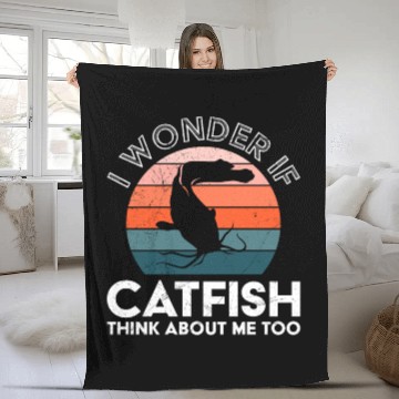 Discover Fish Hunt Wonder if Catfish think about me Fishing Fleece Blankets