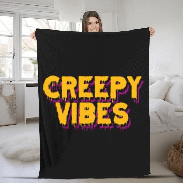 Discover Creepy Vibes Fleece Blankets - Spooky Graphic Fleece Blankets