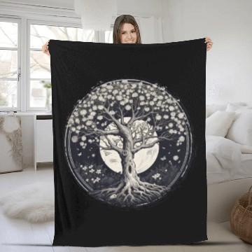 Discover White Tree of Life Fleece Blankets
