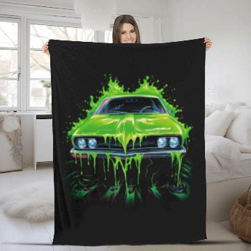 Discover Retro Auto 80s Style With A Green Glibber Fleece Blankets