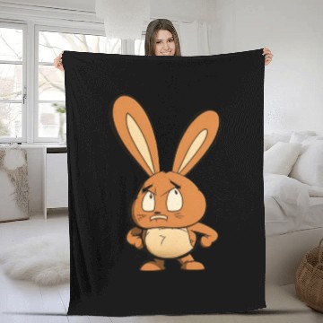 Discover angry bunny Fleece Blankets