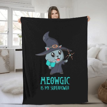 Discover Cute Cat Magic Wizard Kitty Funny Gamer Fleece Blankets