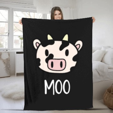 Discover Cute Cow Moo Kawaii Farm Animal Farmer Fleece Blankets