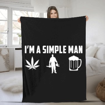 Discover I m A Simple Man Logger Chainsaw Fleece Blankets
