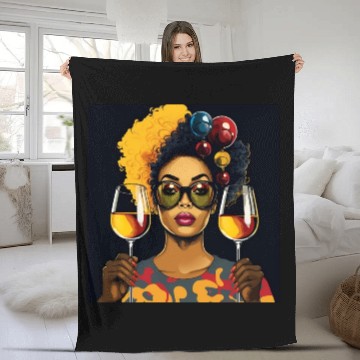 Discover African Elegance Wine Lady Fleece Blankets