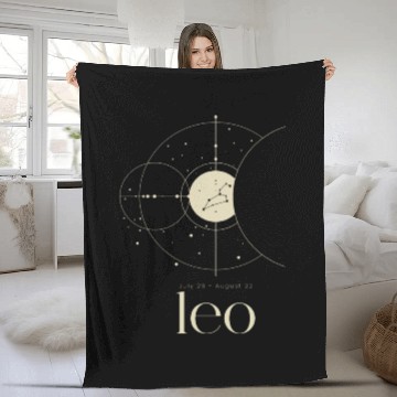 Discover Minimalist Leo Lion Zodiac Constellation Astrology Fleece Blankets