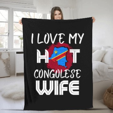 Discover Funny I Love My Hot Congolese Wife Husband Fleece Blankets
