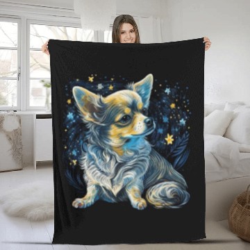 Discover Chihuahua | Van Gogh Art Starry Night Beautiful Fleece Blankets