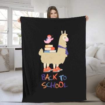 Discover Cute Bird And Playful Lama Back To School Fleece Blankets