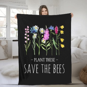 Discover Plant These Save The Bees Colorful Wildflowers Fleece Blankets