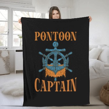Discover Fun Pontoon Capt Retro Vintage Style Pontoon Boat Fleece Blankets