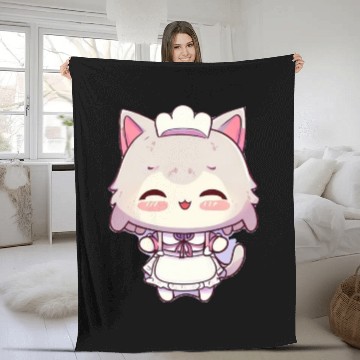 Discover Yuki Kawaii Cat Maid Anime Manga Fleece Blankets
