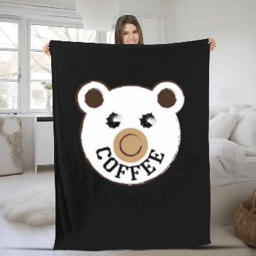 Discover Coffee Helps Me Bear Fleece Blankets