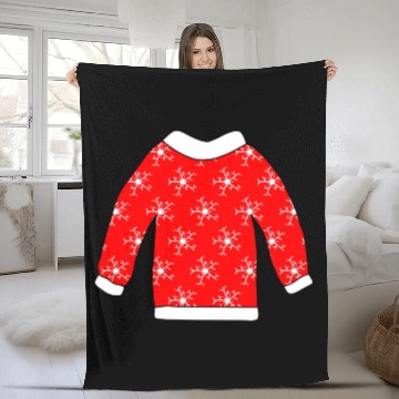 Discover Sweater White Snowflakes Fleece Blankets
