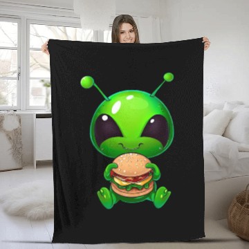 Discover Hungry Alien: Cheeseburger Devourer Fleece Blankets