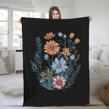 Discover Nature Aesthetic Wild Flower Botanical Fleece Blankets