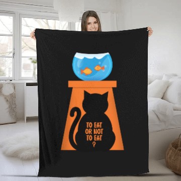 Discover Cat And Fish Funny Fleece Blankets