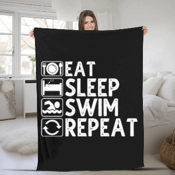 Discover Eat Sleep Swim Repeat Fleece Blankets
