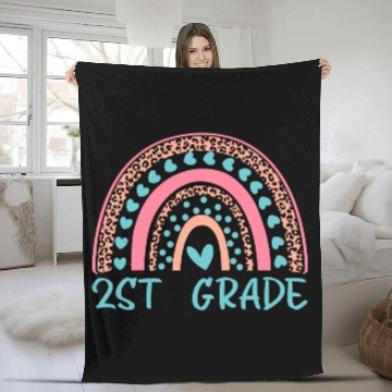 Discover Second Grade Rainbow Girls Boys Teacher 2nd Grade Fleece Blankets