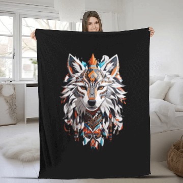Discover Tribal Wolf Fleece Blankets