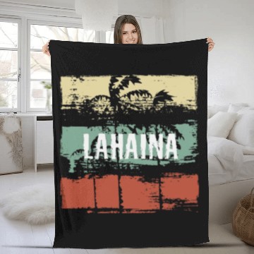 Discover Lahaina Maui Hawaii Artistic Vacation Souvenir Fleece Blankets