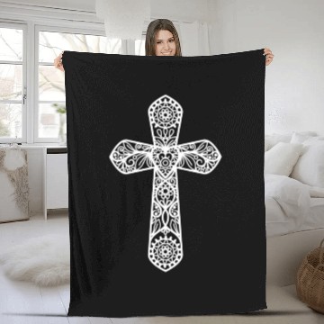 Discover True Cross Christian Faith Church Worshiper Fleece Blankets