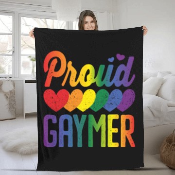 Discover Proud Gaymer Gay Pride Lesbian Rainbow Flag Fleece Blankets