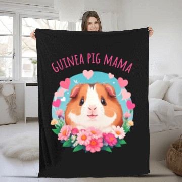 Discover Guinea pig Mama Flowers and Hearts Fleece Blankets