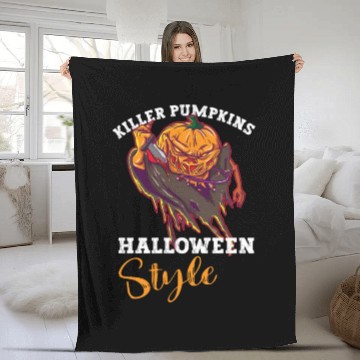 Discover Scary Pumpkin Halloween Costume Autumn Fall Gift Fleece Blankets