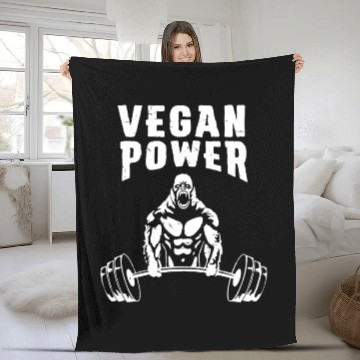 Discover Vegan Power Gorilla Bodybuilding Gym Workout Fleece Blankets