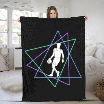 Discover Geometric Basketball Dribble Fleece Blankets