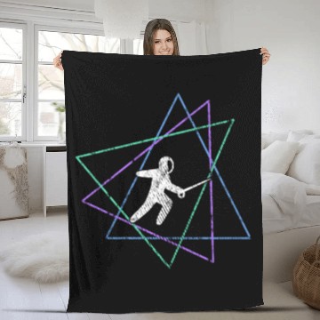 Discover Geometric Fencing Duel Fleece Blankets