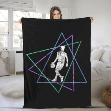 Discover Geometric Basketball Dribble Fleece Blankets