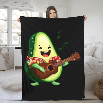 Discover Tropical avocado with guitar Fleece Blankets