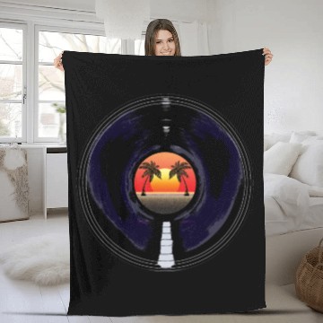 Discover Sunset Vinyl Records Fleece Blankets