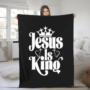 Discover Jesus Is King Love Jesus Christian Christmas Fleece Blankets