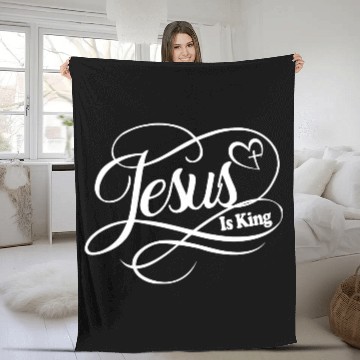 Discover Jesus Is King Love Jesus Christian Christmas Fleece Blankets