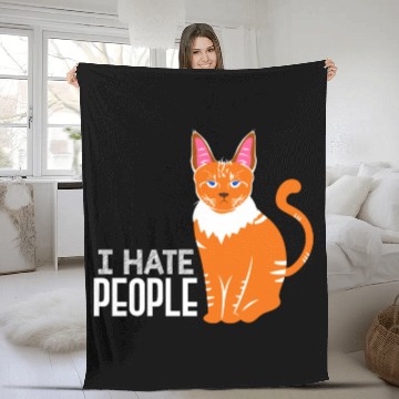 Discover I Hate People Cat Lover Kitten Cats Funny Fleece Blankets