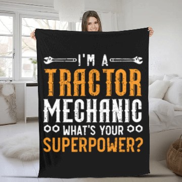 Discover Tractor Mechanic Farm Tractor Repair Mechanical Fleece Blankets