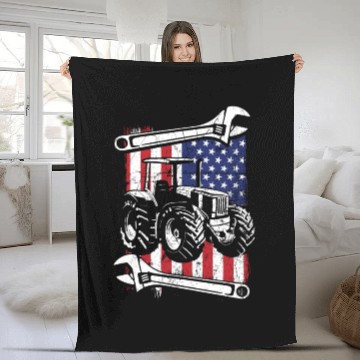 Discover Tractor Mechanic Farm Tractor Repair Mechanical Fleece Blankets