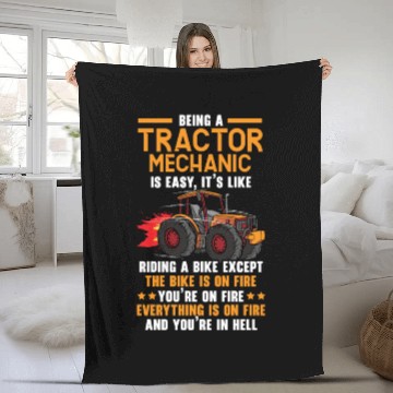 Discover Tractor Mechanic Farm Tractor Repair Mechanical Fleece Blankets