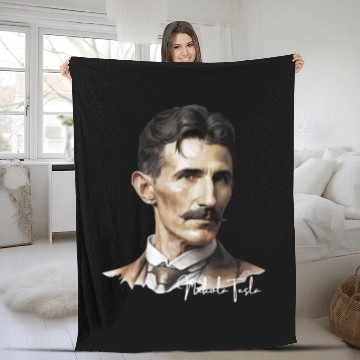 Discover Artistic Illustration of Nikola Tesla Fleece Blankets