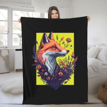 Discover FLOWER FOX YELLOW Fleece Blankets