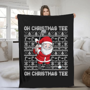 Discover Golf Oh Christmas Fleece Blankets Santa Claus Golfer Golfing T