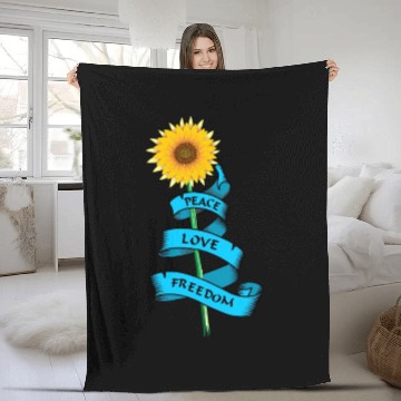 Discover Sunflower Peace love freedom Fleece Blankets