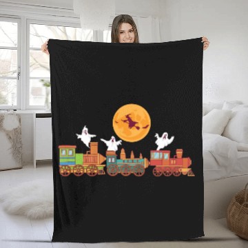 Discover Spooky Ghost Train Boo Trick Or Treat Creepy Lazy Fleece Blankets