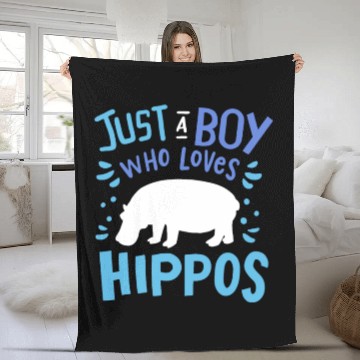 Discover Kids Hippo Hippopotamus Just A Boy Who Loves Hippo Fleece Blankets