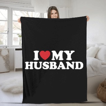 Discover I LOVE MY HUSBAND I Heart Groovy Retro Fleece Blankets