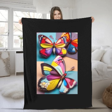 Discover Photo collage of three butterflies made from a spo Fleece Blankets