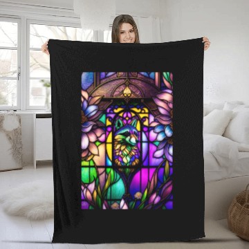 Discover stained glass window design of an overwhelmingly b Fleece Blankets